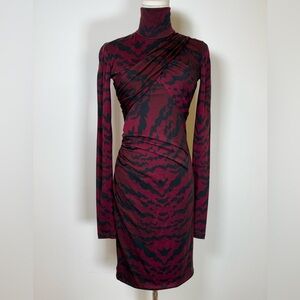 Emilio Pucci Zebra Print Turtleneck Dress Bodycon Long-sleeve Women’s Size XS